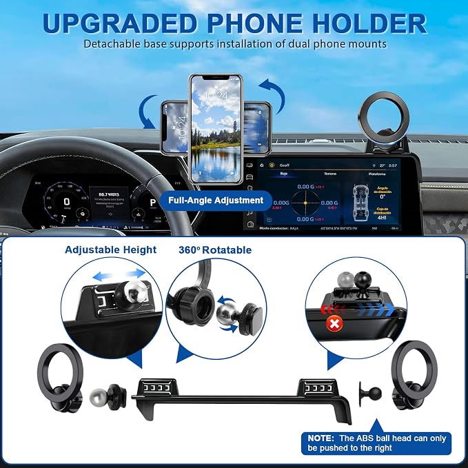 Dual-End Car Phone Holder for 2023-2026 Chevy Chevrolet Colorado 11.3-Inch | Magsafe Strong Magnetic Phone Mount for iPhone, 360° Hands-Free No Air Vent Blockage One-Hand Operation Stable Stand - Image 4