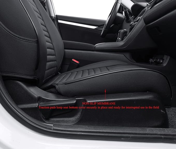 EKR Civic Seat Covers Custom Fit for Honda Civic (Sedan) EX 2022-2024 & Sport/Hybrid Sport 2025-2026(Rear Backrest Split W/Armrest) Waterproof Car Seat Cover Full Set,Faux Leather (Black) - Image 2