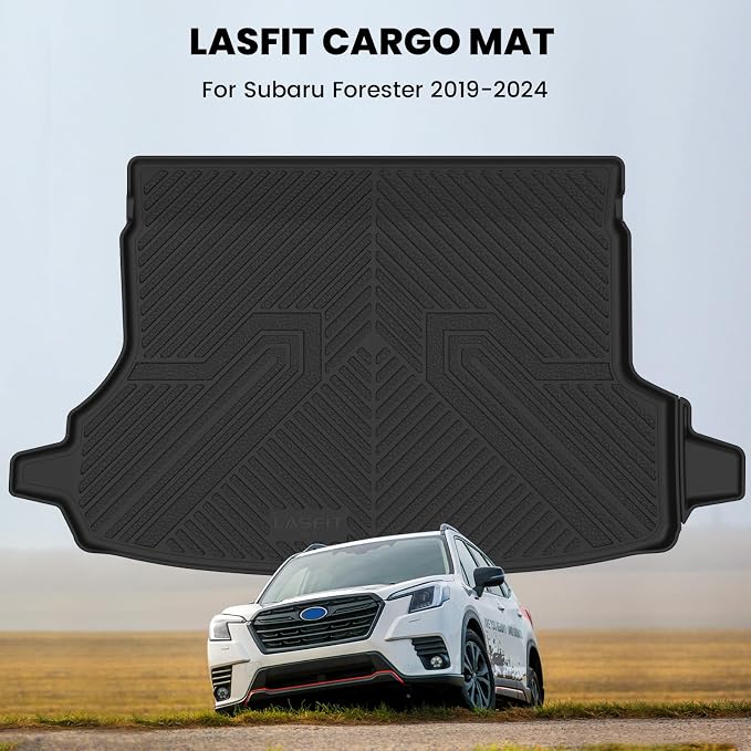 LASFIT Cargo Mat for Subaru Forester 2024 2023 2022 2021 2020 2019 | All Weather Custom Fit Anti-Slip Pet Friendly Easy Clean TPE Trunk Mat Cargo Tray Liner Accessories, Black - Image 3