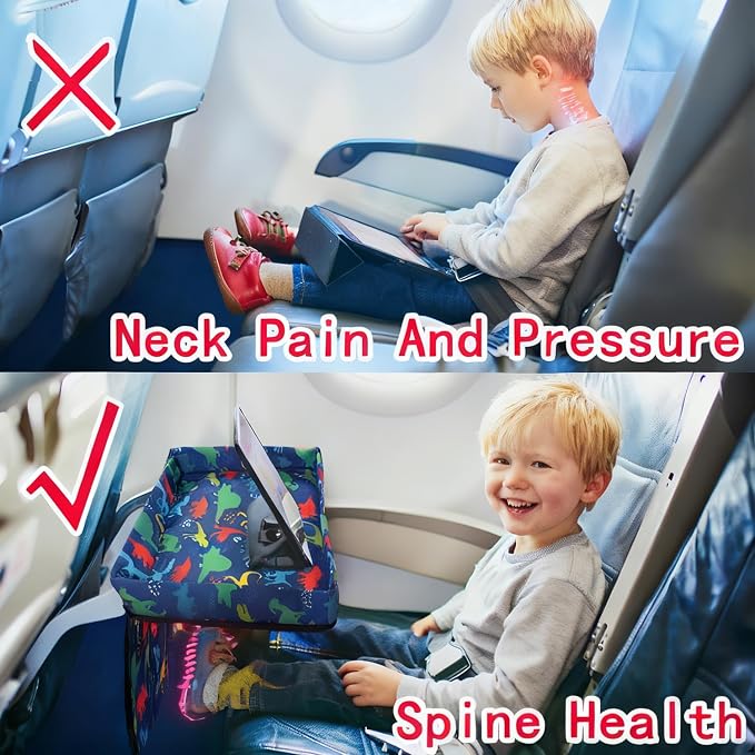 Adjustable Kids Tray Table Cover with Multi Portable Pockets, Airplane Travel Essentials for Kids, Toddlers, Adults, Airplane Must Haves, Plane Travel Essential, Travel Tray for Plane Train, Dinosaur - Image 5