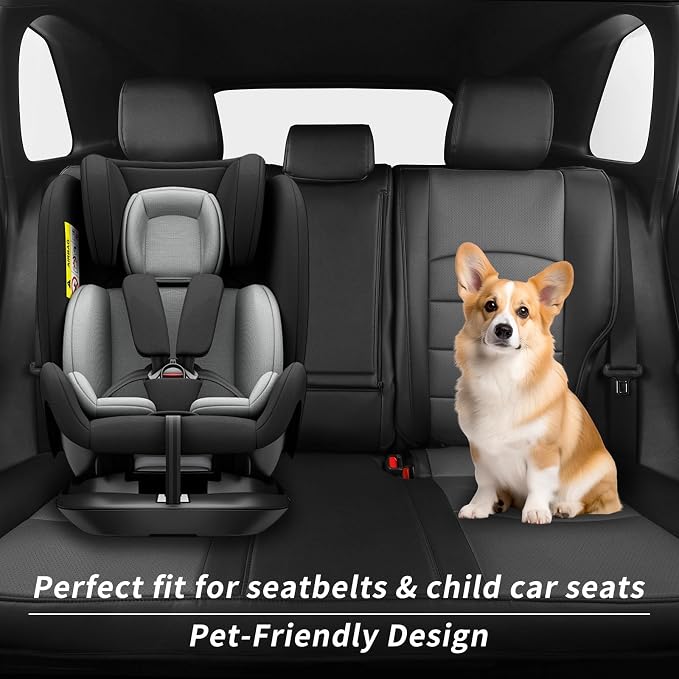coverdream Full Set Leather Seat Covers for 2014-2019 Toyota Corolla L,LE,LE Eco Plus,LE Plus,Fully Covered,Airbag Compatible Waterproof Car Seat Protector (Black/Gray) - Image 2