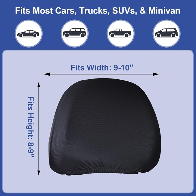 ALLANSING Lycra Car Headrest Covers 4-Pack - 2-Way Stretch & Superior Fit, Stain & Wear Protection, Machine Washable, Fits Cars/SUVs/Trucks/Minivans (Black) - Image 6