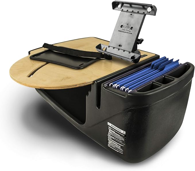 AutoExec AE-RMCD-PI-TAB-11M Roadmaster Car Desk for Your Vehicle Workstation and Mobile Office, Natural with 400 watt Power Inverter and Tablet Mount | Vehicle Workstation, Mobile Office, 400 Watt Power Inverter, Tablet Mount by AutoExec
