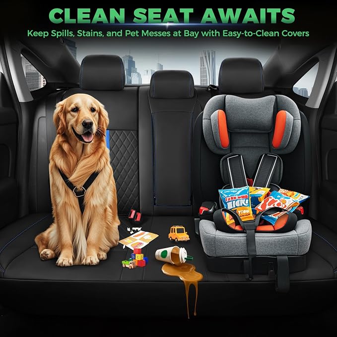 RIDEPOSH Custom Fit Seat Covers for Honda Civic 2022-2026 | Sedan EX 2022-2026, Sport 2025 2026, Faux Leather, 60/40 Split Rear, Rear Armrest, Waterproof, Airbag Compatible, Full Set - Image 7