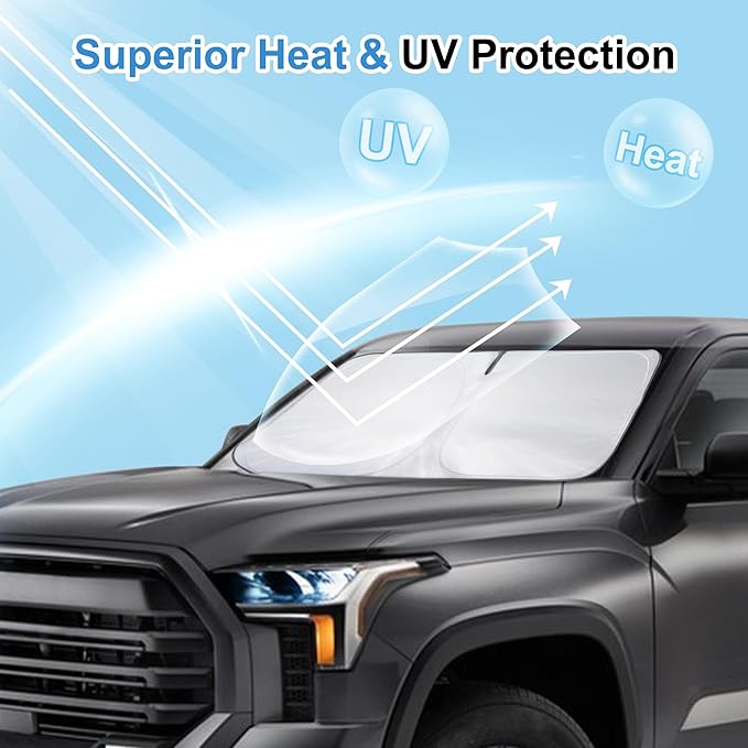 Windshield Sun Shade for 2021-2026 Fo-rd Bronco | Foldable, Full covered for windshield, Block UV Rays, Heat Reduction, Easy to install, Keeps Car Cooler - Image 2