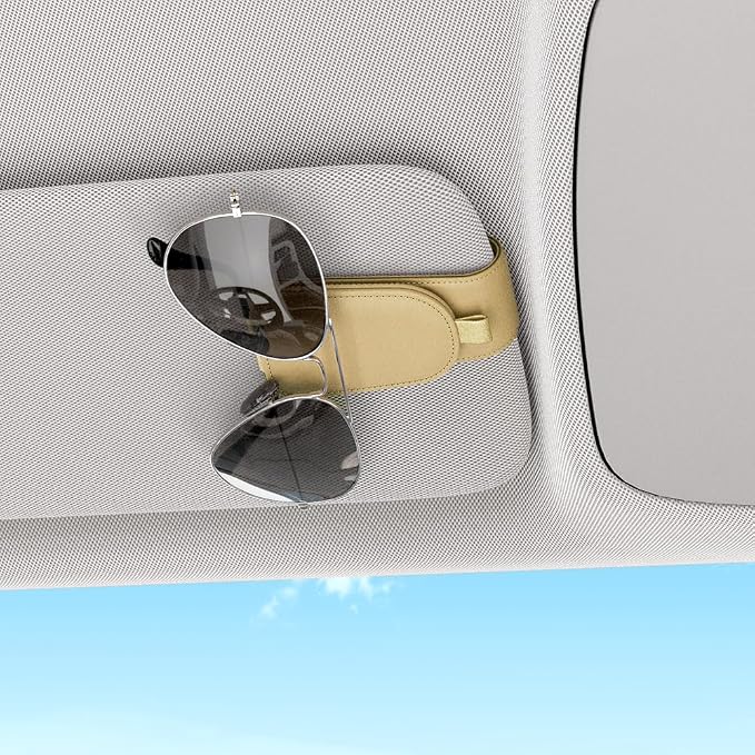 Sotfamily Magnetic Sunglass Holder for Car Visor, 2 Packs, Faux Leather | Strong Magnetism, for Most Car Visors, No Marks on Visor, Gift-Ready Packaging, Sunglass Organizer, Car Accessories for Men - Image 3