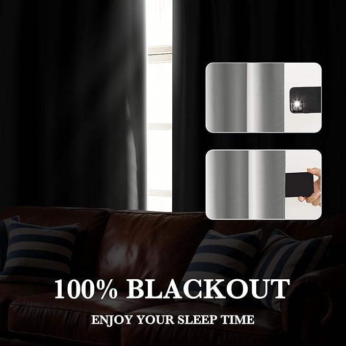 RYB HOME 100% Blackout Basement Curtains 30 inches Long, Heat & UV Blocking | Total Room Darkening, Noise Reducing, Curtains for Bathroom RV Campers, W34 x L30, Sliver Grey, 2 Panels - Image 5