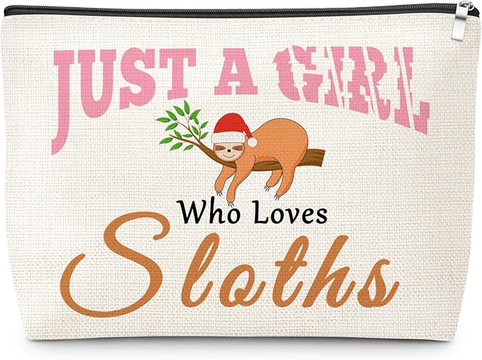 Sloth Gifts for Women Makeup Bag Gifts for Sloth Lover Wild Animal Themed Gift Ideas for Women Sister Daughter Mom Friend Wife Niece BFF Besties Christmas Birthday Present Cosmetic Bag with Zipper by Gfhzdmf