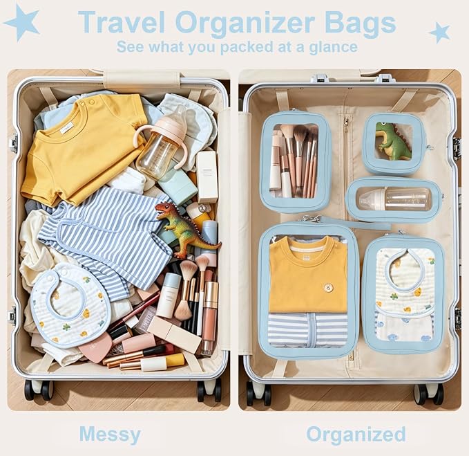 5PCS Clear Makeup Bags with Handles, TSA Approved Toiletry Bags, Diaper Bag Organizer Pouch, TPU Car Storage Organizer with Zippers, Waterproof Travel Organizer Bag for Women - Image 9