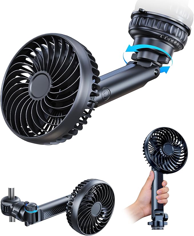 3-in-1 5000mAh Rechargeable Fan for Car Window Headrest Handheld | Quick-Release System, Small Portable Suction Cup Fan for Car SUV Pickup Truck RV Golf Cart Wall, Quiet, Rotatable, 3 Speeds by xuenair