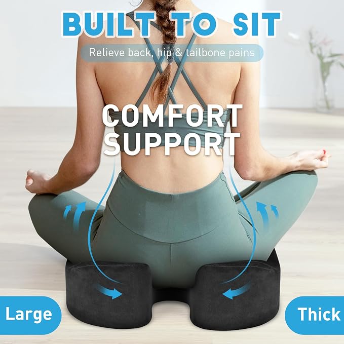 BlissTrends Thick Seat Cushion for Office Chair & Car Seat, XL, Grey | Memory Foam with Removable Cover, Ergonomic Tailbone & Sciatica Support for Pressure Relief and Long Sitting, 3.9" Thick - Image 9