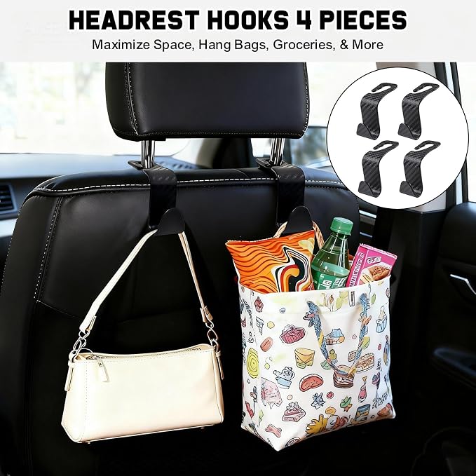 Car Accessories Gift Set for New Drivers, 13PCS Everyday Car Essentials Kit with Registration Insurance Holder, Cup Holder Coasters, Headrest Hooks & Cleaning Brushes for Men & Women - Image 6