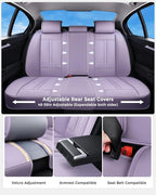 Huidasource Purple Back Seat Cover Luxury Nappa Leather, Rear Seat Cover with Velcro Adjustable, Ventilation Holes, Child Seats, Seat Covers Waterproof Universal Fit for Most Cars SUV Trucks, Purple - Image 2
