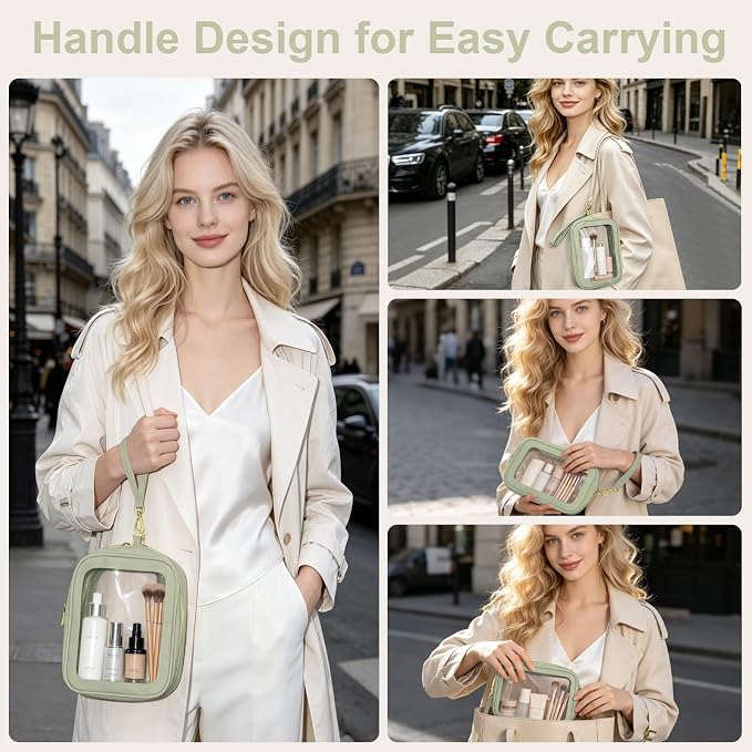 5PCS Clear Makeup Bags with Handles, TSA Approved Toiletry Bags, Diaper Bag Organizer Pouch, TPU Car Storage Organizer with Zippers, Waterproof Travel Organizer Bag for Women - Image 2