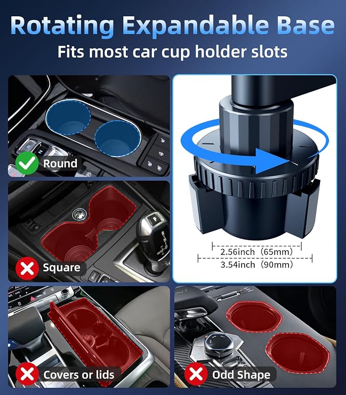 Car Cup Holder Tray, Car Food Tray Table for Car Eating Lunch, Cup Holder Expander Insert Interior, Long Road Trip Essentials Travel Patrol Accessories Drink Holder Organizer for Semi Truck Rv - Image 6
