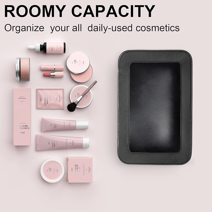 Clear Beach Makeup Bags, TSA Approved Toiletry Bag with Zipper, Clear Makeup Organizer Fit Carry-on Travel Car Accessories Essentials,Portable Travel Small Pouch for Women Men (Black) - Image 5