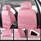 Front Seat Covers,2PCS Seat Covers Full Coverage Leather Seat Cover | Seat Covers Pink,Leather Car Seat Covers,2PCS Front Car Seat Protector For SUV Sedan Truck For Families,Pets,Commuter - Image 3