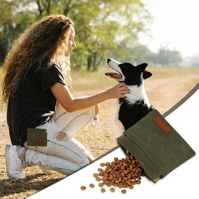 1 Pcs Pocket Pet Training Pouch,Dog Treat Pouch (Olive drab) | For Portable Pet Dog Walking Bag, Travel or Outdoor Use - Image 2