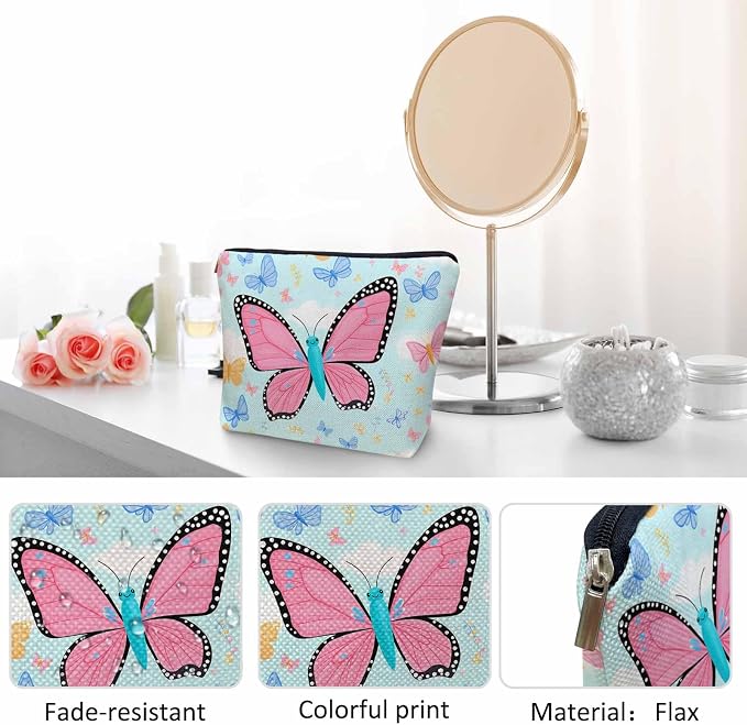 Makeup Bag For Purse Butterfly, Colorful Butterflies Garden Butterfly Cosmetic Bags For Women With Zipper Travel Toiletry Pouch Makeup Bags Makeup Organizers Purse For Toiletries Cosmetics - Image 5