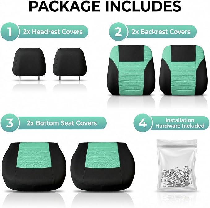FH Group Automotive Car Seat Covers Front Set Premium 3D Air Mesh Front Seat Covers, Airbag Compatible Universal Fit Interior Accessories for Cars Trucks and SUVs - Mint - Image 6
