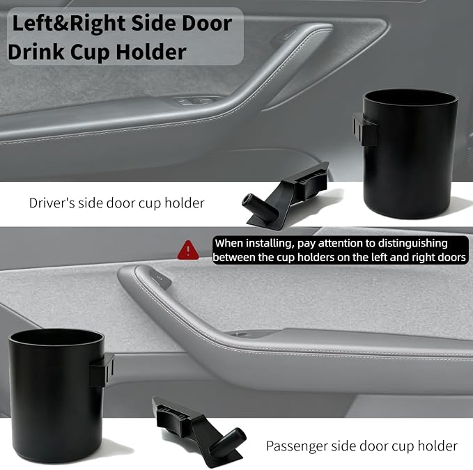 Car Door Cup Holder for Tesla Model 3 2017-2023 & Model Y 2020-2024, 2PCS | 2 in 1 Door Drink Cup Holder Expander for coffee Travel mug water bottle and Storage for Small Dry Waste - Image 7
