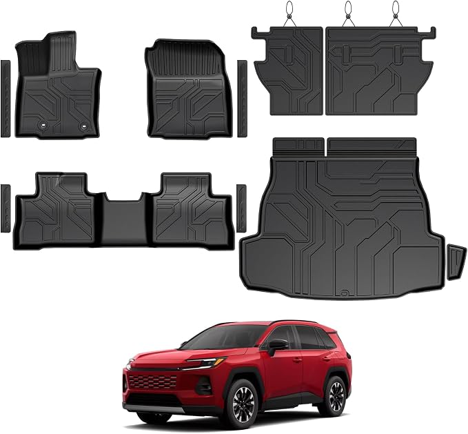 Floor Mats for 2026 Toyota RAV4 Hybrid Accessories | w/o Subwoofer, Full-Coverage Set with Cargo Liner & Backrest Protector, Odorless TPE, All-Weather Protection, 3D Laser Fit by GALVAGNITE