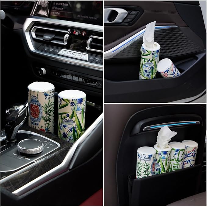 Car Tissue Holder,Tissue Box, Car Tissues Cylinder with Cap, Car Tissues Holder, Car Tissues Holder Round Container(4pk/200 Sheets) - Image 3