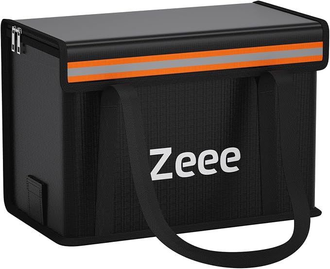 Zeee Lipo Battery Bag Fireproof Explosionproof Safe Bag Extra Large Capacity Lipo Battery Storage Guard Safe Pouch for Charge & Storage(14.17 * 7.87 * 9.84in) - Large Size by ZeeePowerDirect