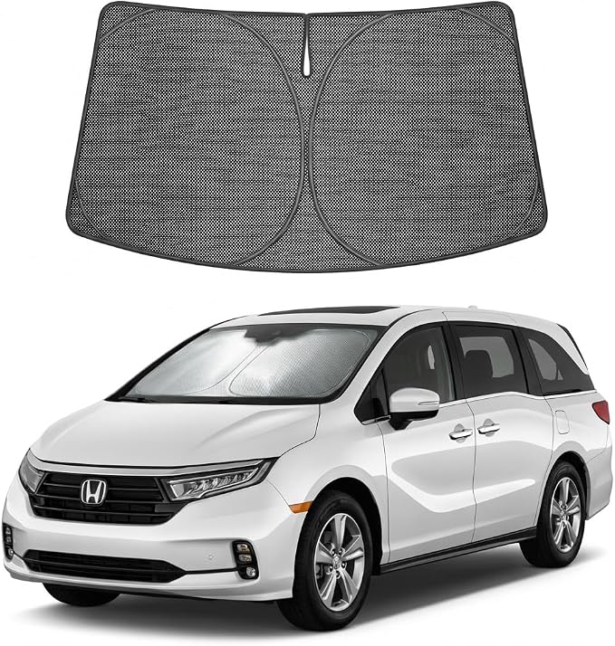 Proadsy Custom Fit Car Windshield Sun Shade for 2018-2026 Honda Odyssey | Ice Crystal Micro-Refraction Blocks 99% UV, Drops Cabin Temp 54°F. Foldable Full Coverage for Summer Parking/Camping Privacy by Proadsy