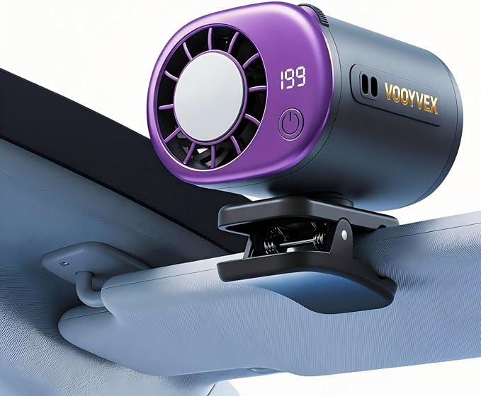 2026 Car Clip on Fan Air Conditioner with Led Display (Black) | Mini Clip Fan Portable Personal Clip-On Air Conditioner for Shirt Silent Rechargeable Exhaust for Kitchen by Unknown
