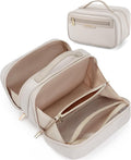 BAGSMART Travel Makeup Bag Large Capacity Cosmetic Bag, Wide-open Portable Make Up Bag Organizer for Women for Travel Essentials Travel-Size Toiletries Accessories Bottles, Brushes (Warm Gray) by BAGSMART