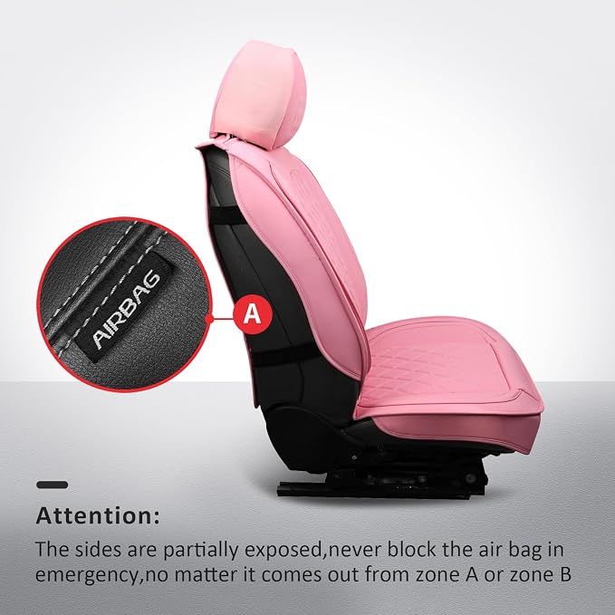 Front Seat Covers,Leather Car Seat Covers,Pink Seat Cover Universal | Seat Covers Pink,Leather Car Seat Cover,2pcs Front Seat Protector For Most SUV Sedan Truck,For Families Pets Commuter - Image 3