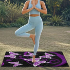 Purple Butterfly Car Seat Towel for Front Seat Only with Storage Bag Neon Butterfly Car Interior Accessories for Women Sweat Auto Interior Seat Protector Yoga Running Swimming Hiking Towels - Image 4