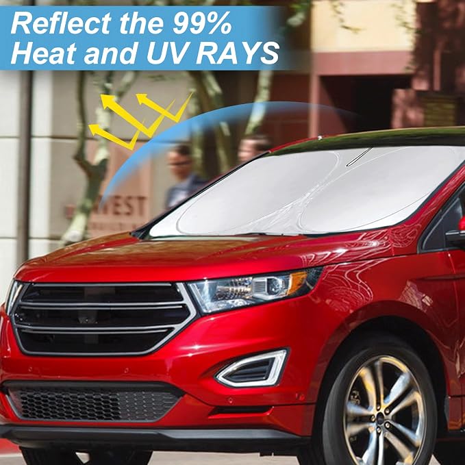 Windshield Sun Shade for Ford Edge 2007-2012 2013 2014 Sunshade Window | Sun Visor Protector Foldable Block UV Rays Accessories Windshield Cover Keep Your Car Cooler - Image 2