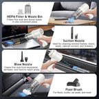 KMM Handheld Car Vacuum Cleaner, 9000PA Hand Held Vacuum & Air Duster | Strong Suction, 120W High Power, Portable, Cordless, Multi-Nozzles & LED Light, for Home, Car, Office - Image 5