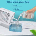 Portable Air Conditioners, 3 Speeds 2 Mist Modes Portable AC Unit with 900ml Water Tank,7-Color Lights Evaporative Cooler Blow Cold Air, Mini Car Cooling Fan for Bedroom RV Desk Office Indoor - Image 4