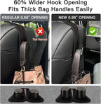WideFit Car Headrest Hooks, 2 Pack for Wide-Strap Bags, Gray | 0.98 in opening fits thick purse straps. Premium leather and dual metal hooks hold up to 40 lb and rotate 360°. - Image 4