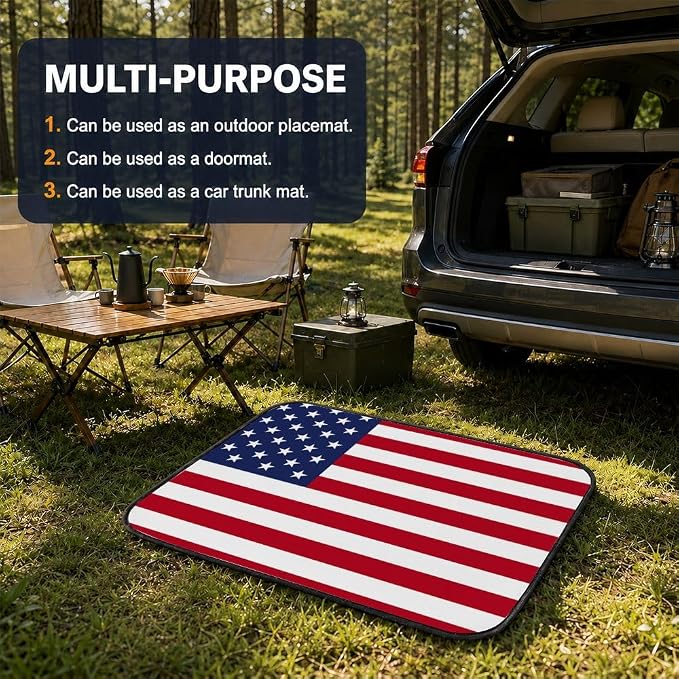 Car Trunk Mat for SUV, 29"x39" Classic American Flag Cargo Liner Protector | All Weather Universal Cargo Liners for Dogs, Car Accessory for SUVs/Sedan/Wagons, Durable Non-Slip Washable Rear Cargo Mat - Image 5
