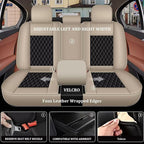 IKABEVEM Car Seat Covers Fit for Infiniti M37 2007-2013 Full Set | Waterproof Faux Leather, Airbag Compatible, Easy to Install & Wipe Car Seat Protector,5 Seats Covers Fit for , Beige&Black - Image 2