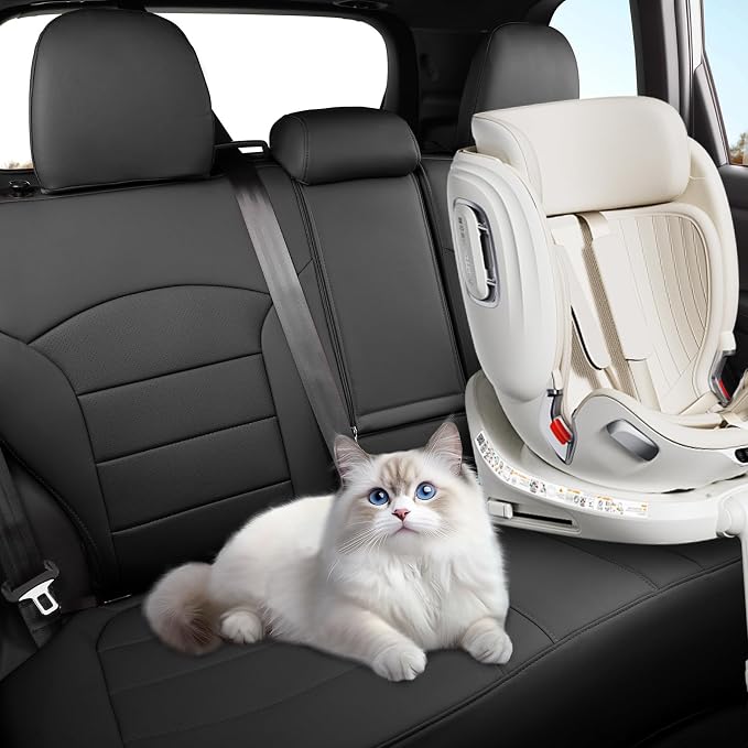 Custom Seat Covers for 2025 Subaru Forester,Rear w/No Armrest,Faux Leather | Full Set Suv Seat Cushion,Easy Installation,Factory Look,Waterproof Car Seat Protector (Black) - Image 3