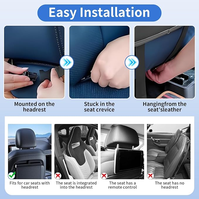 Car Backseat Organizer with Foldable Table Tray,Hanging Storage Bag with Touch Screen Phone Holder,Premium PU Leather Material,Compatible with Most Vehicles,Inner Car Accessories - Image 7