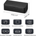 Car Sunglasses Holder, Large Capacity Universal Fit Adhesive Mount Eyewear Case with Magnetic Closure Glasses Protective Storage Box for Man Women Orange - Image 2