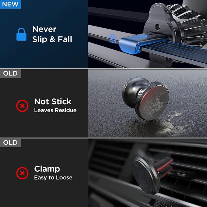 LISEN Upgraded Magnetic Phone Clip for Car - Ultra Strong 6 Magnets - Holder for 4-6.7 inch Smartphones (Gold) - Image 3