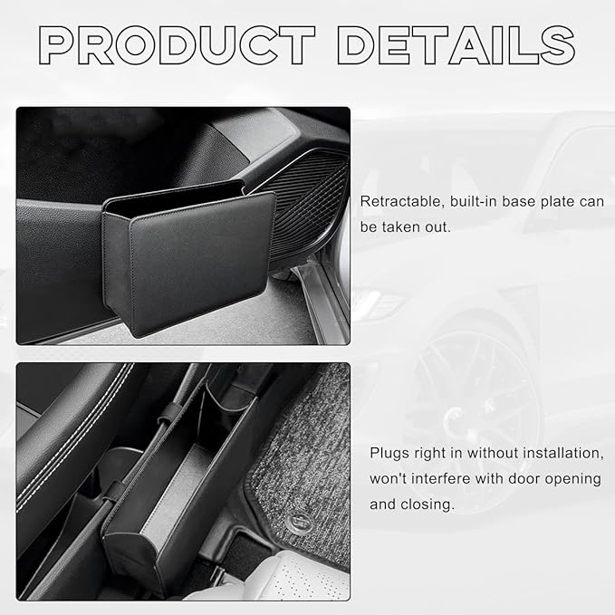 Yourkar Car Trash Can, Foldable Waterproof Leather Car Garbage Organizer Holder, Automotive Mini Dustbin Container with One Roll Trash Bag, Universal Interior Car Accessories (Black) - Image 3