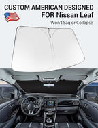 Proadsy Custom Fit 2018-2026 Nissan Leaf Windshield Sun Shade, Blocks Heat | 240T Heat Shield, Drops Temp 54°F, Blocks 99% UV, Prevents Dashboard Cracking, Summer Parking & Beach Trips, Easy Twist-Fold - Image 2