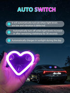 Car LED Ambient Light - Solar-Powered Heart-Shaped LED Neon Light, Wiring Free, Switchable Modes, Romantic Mood Decoration, Interior Atmosphere Lamps for Car (MHD - Pink+Ice Blue) - Image 2