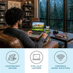 LAPGEAR Home Office Lap Desk – Espresso Blue, Fits 15.6” Laptops | Built-In Mouse Pad & Phone Slot, Integrated Device Ledge, Dual-Bolster Microbead Cushion, Carry Handle - Image 2