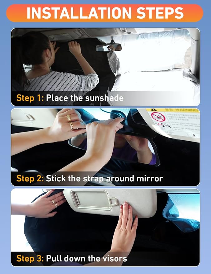 EcoNour Windshield Sunshade Compatible for GMC Acadia 2024 2025 2026, Sun Visor for Front Windshield & Window Sun Shade Cover, UV Heat Blocker & Protector, Car Accessories - Image 5