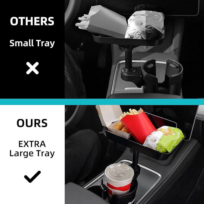 DYLEN Car Cup Holder Tray, 9.5”Detachable Car Food Tray Table for Eating | Cup Holder Expander Adapter for Car, Road Trip Essentials, Car Accessories Fits Owala, Yeti, Large Bottles 16-46 oz - Image 4