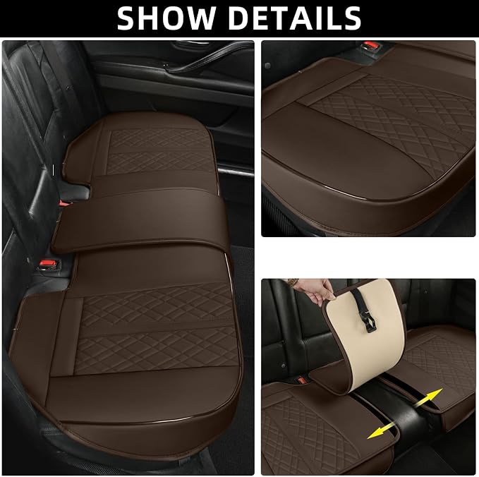 Car Seat Cover for Rear Car Seat Bottom,Luxury PU Leather Seat Cushion | Auto Interior Seat Cover Without Backrest,Full Wrapping Edge Works with Sedan SUV Pickup Minivan - Image 2